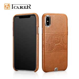 ICARER Totem Pattern Real Leather Phone Protective Case for iPhone X