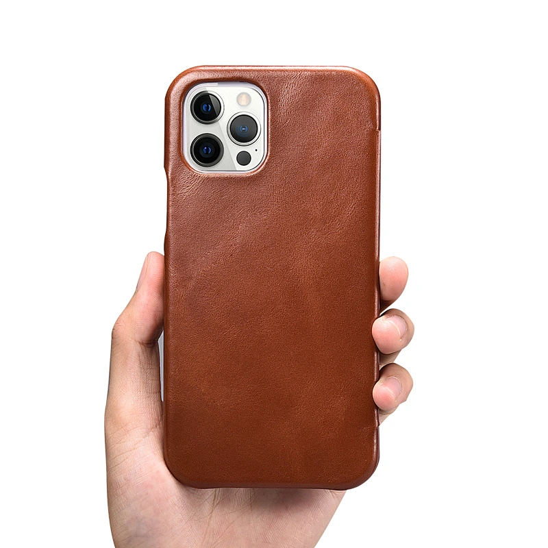 ICARER Vintage Genuine Leather Mobile Phone Case Side-open  6.7inch Case for iPhone 12 Pro Max