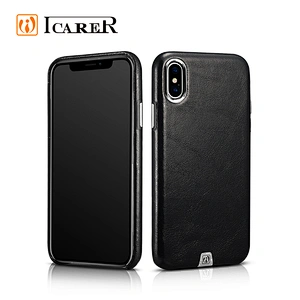 Customized Logo Genuine Leather Cell Phone Cases For iPhone X