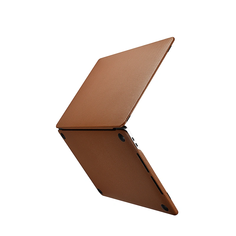 Custom Hot Sale Woven Pattern Real Leather Laptop Flip Case for Macbook Air 13