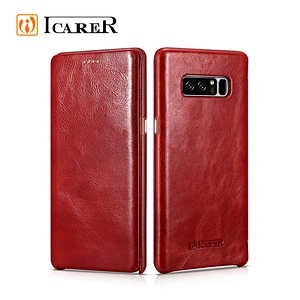 ICARER Flip Genuine Leather Phone Case For Samsung 8 Case