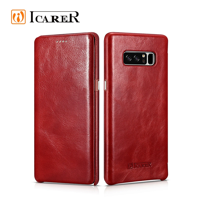ICARER Flip Genuine Leather Phone Case For Samsung 8 Case