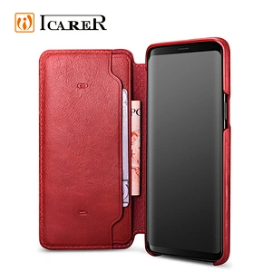 ICARER Distinguished Series Real Leather Detachable 2 in 1 Wallet Folio Case for Samsung S9/S9 Plus