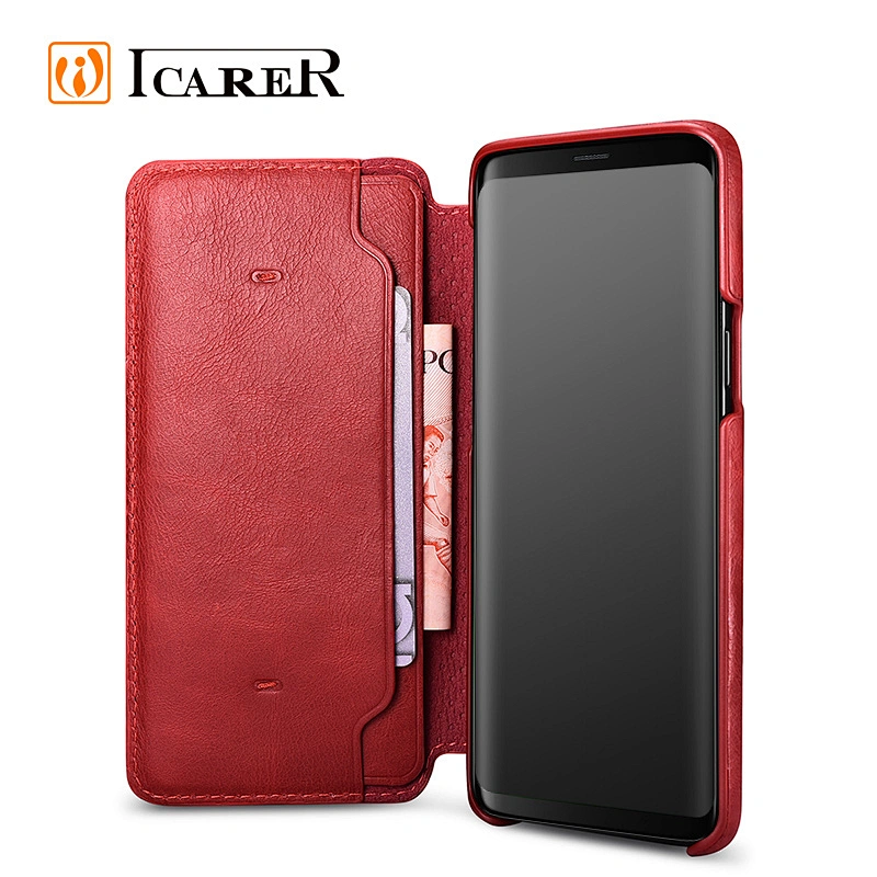 ICARER Distinguished Series Real Leather Detachable 2 in 1 Wallet Folio Case for Samsung S9/S9 Plus