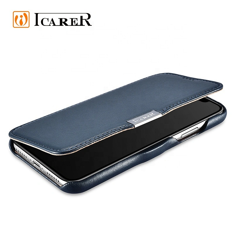 ICARER Side-open Series Genuine Leather Cover Case For iPhone XR Back Leather Case