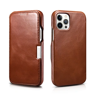 ICARER Vintage Genuine Leather Mobile Phone Case Side-open  6.7inch Case for iPhone 12 Pro Max