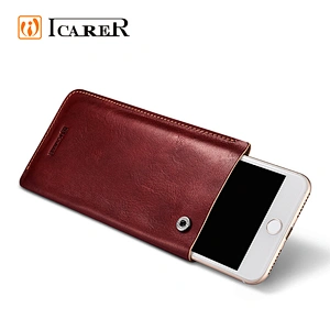 ICARER china supplier wholesale new style mobile accessory genuine leather cover phone case sleeve for iPhone 6 7 plus
