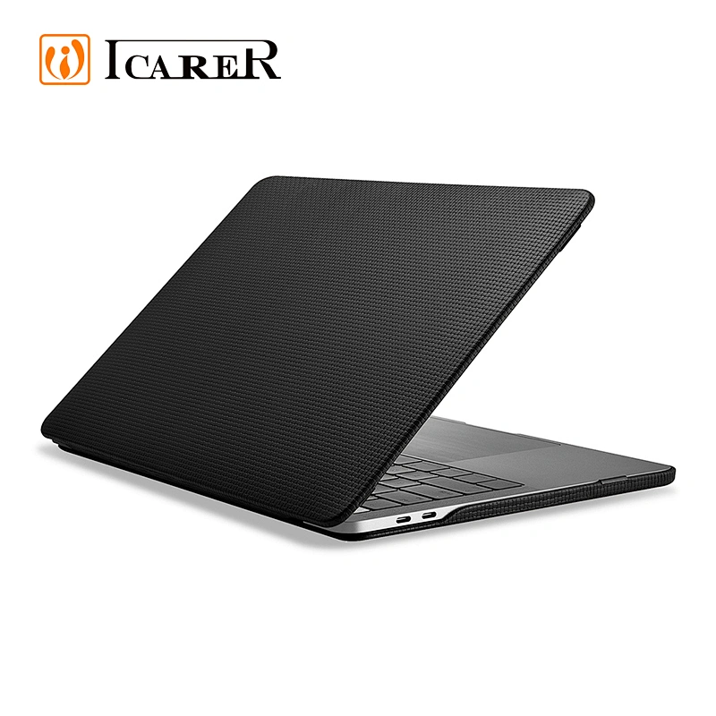 2020 Luxury Hot Selling Antiskid Woven Pattern Natural Cowhide Leather Laptop Protective Case for Macbook Pro 13