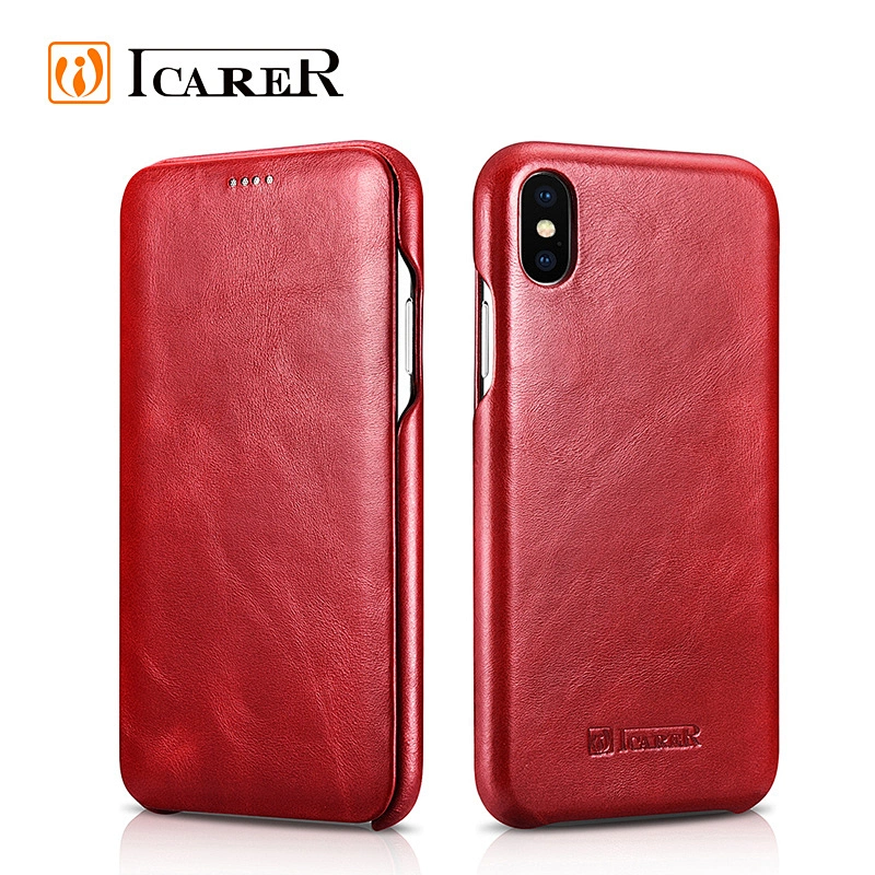 ICARER Chinese Factory Wholesale Real Leather Mobile Phone Case for iPhone XS Max