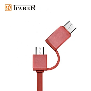 Oem Support 2 in 1 Mini Multi Type-c Fast Charging Data Cable Retractable Leather Type c Charger USB Cable