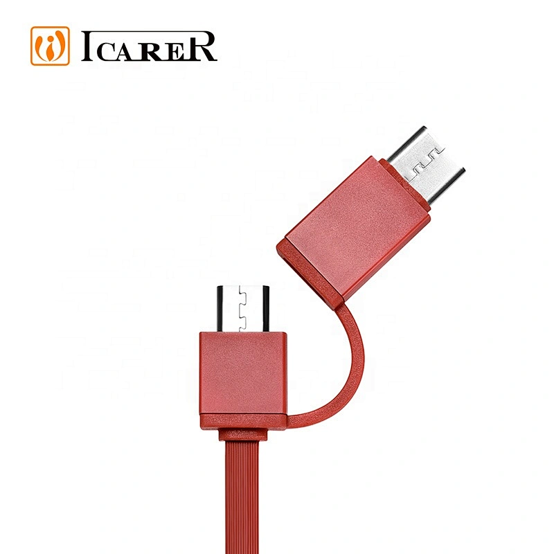 Oem Support 2 in 1 Mini Multi Type-c Fast Charging Data Cable Retractable Leather Type c Charger USB Cable