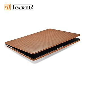 2020 Luxury Hot Selling Antiskid Woven Pattern Natural Cowhide Leather Laptop Protective Case for Macbook Pro 13