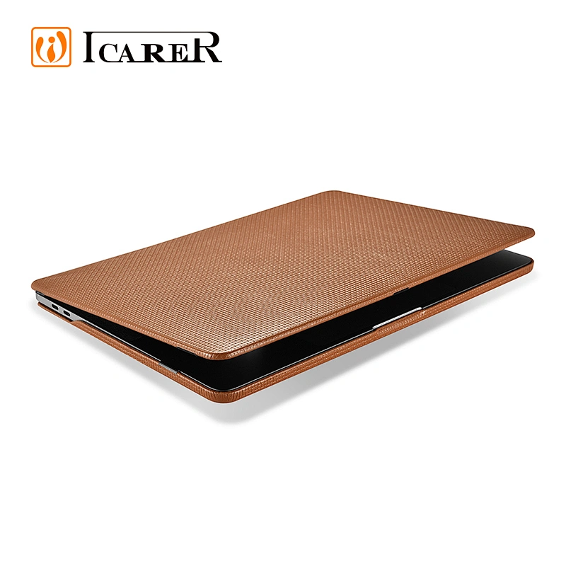 2020 Luxury Hot Selling Antiskid Woven Pattern Natural Cowhide Leather Laptop Protective Case for Macbook Pro 13