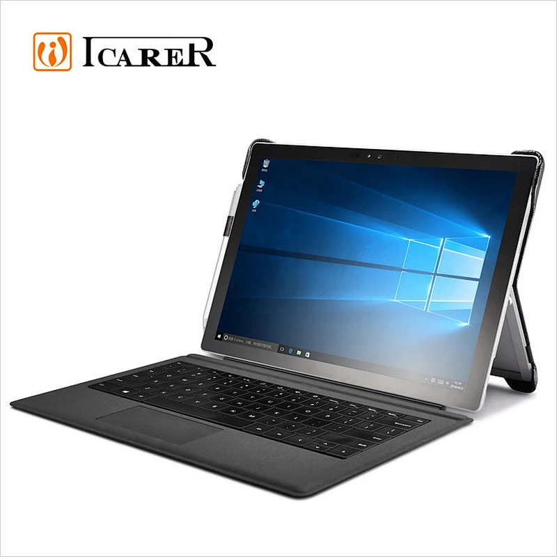 ICARER Genuine Leather Case for Microsoft Surface Pro 4 Back Cover with Stand Function