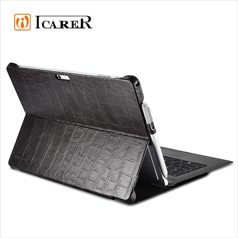 ICARER Genuine Leather Case for Microsoft Surface Pro 4 Crocodile Grain Series