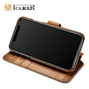 ICARER Real Leather Detachable 2 in 1 Magnetic Wallet Folio Case for iPhone XS Max