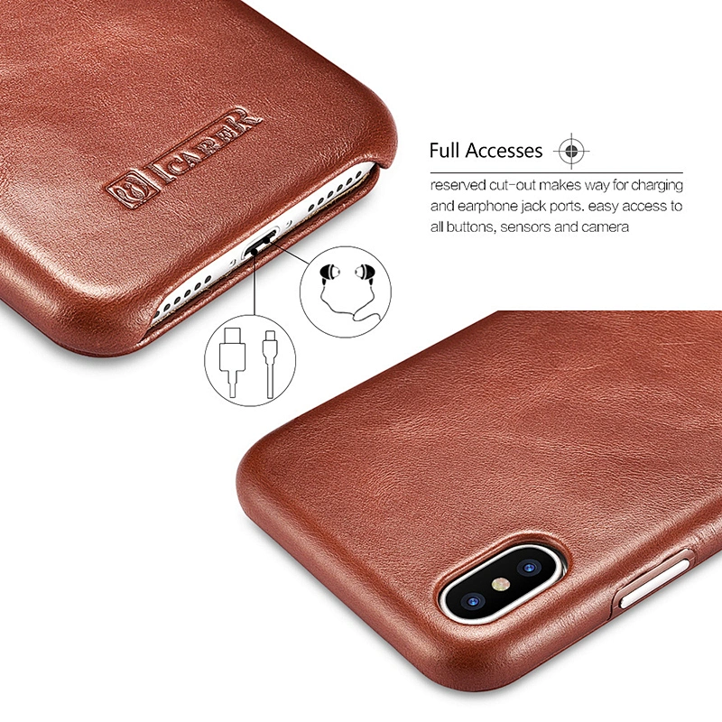 High Quality Luxury Handmade Shockproof Genuine Leather Mobile Phone Flip Cover Case for iPhone X Xs Max Xr