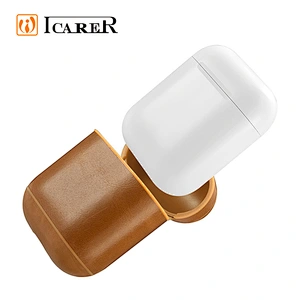 ICARER Wholesale Genuine Leather Full Cover Protection Case for Airpod case