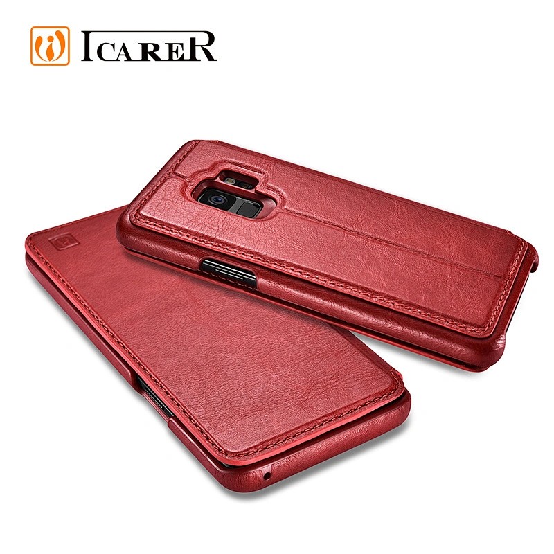 ICARER Distinguished Series Real Leather Detachable 2 in 1 Wallet Folio Case for Samsung S9/S9 Plus