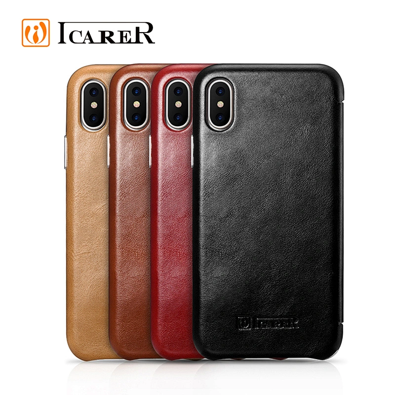ICARER Chinese Factory Wholesale Real Leather Mobile Phone Case for iPhone XS Max