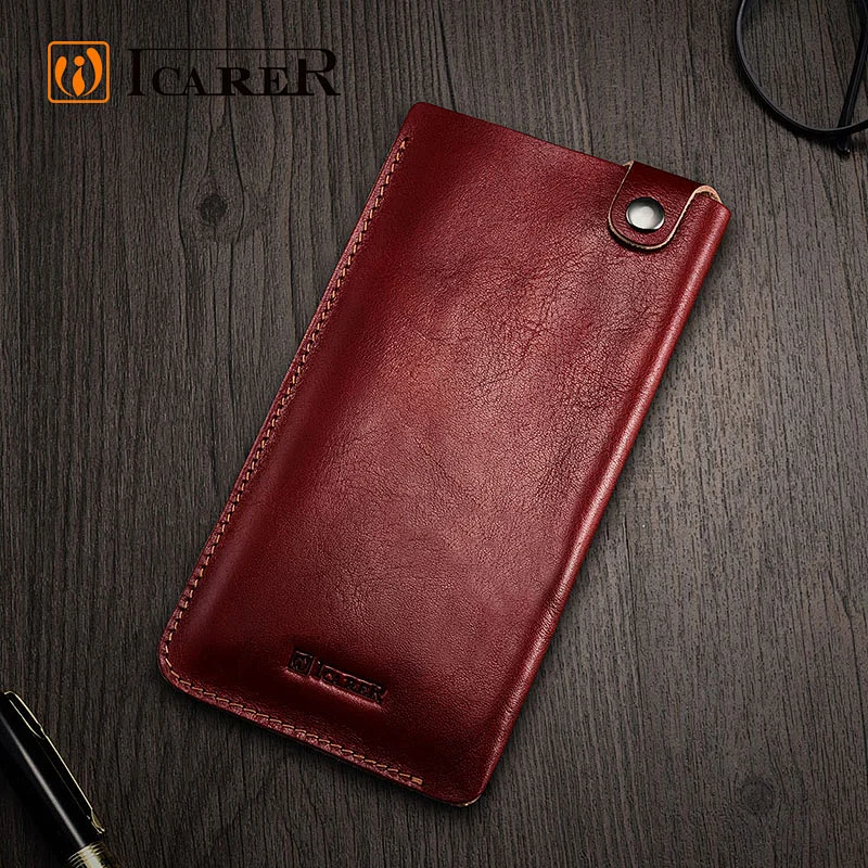 ICARER china supplier wholesale new style mobile accessory genuine leather cover phone case sleeve for iPhone 6 7 plus