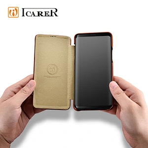 ICARER Leather Mobile Flip Case For Samsung Galaxy S9 Cell Phone Case For Samsung Galaxy S9