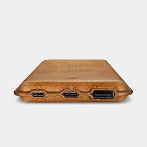 Customized Leather High Capacity Mobile Charger Fast Charging 10000mAh Power Bank