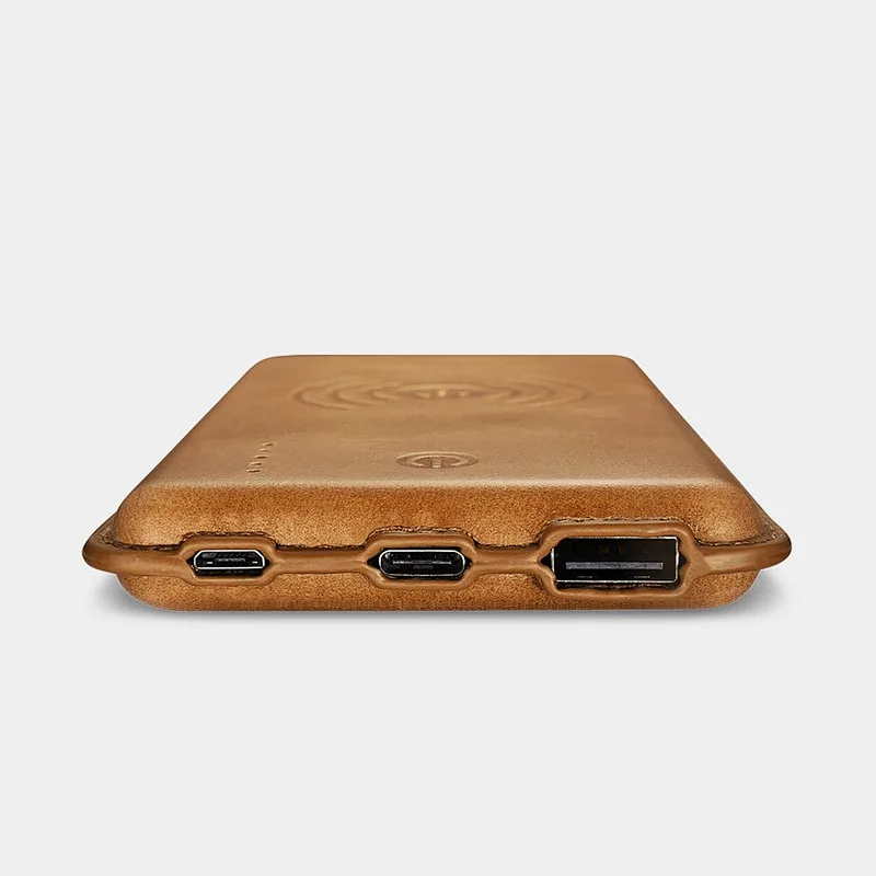 Customized Leather High Capacity Mobile Charger Fast Charging 10000mAh Power Bank