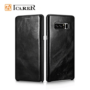 ICARER Flip Genuine Leather Phone Case For Samsung 8 Case