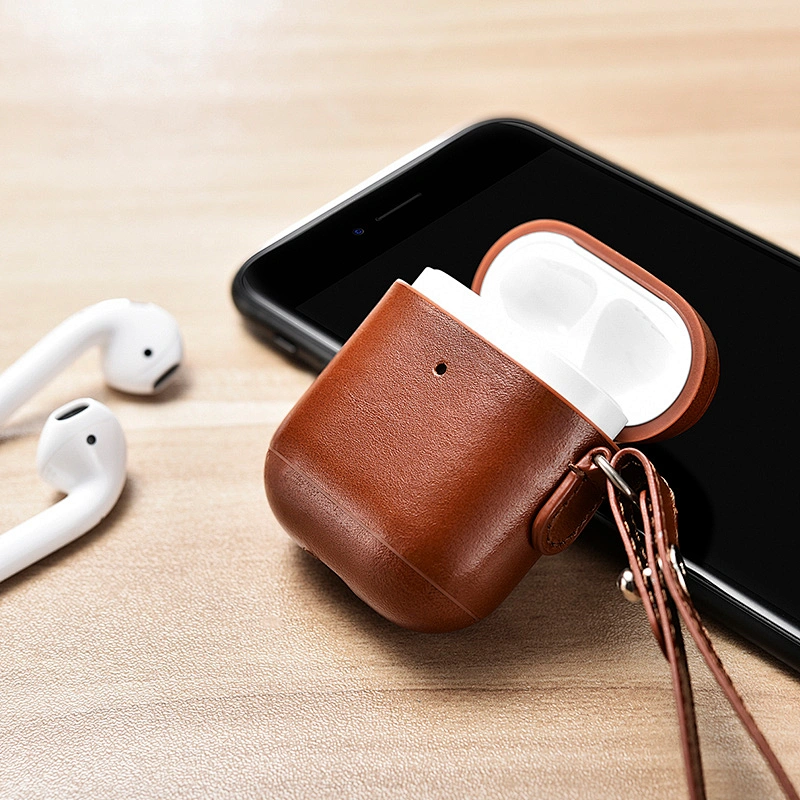 2019 New Arrival Wholesale Price for AirPods 2 Leather Case With Leather Strap