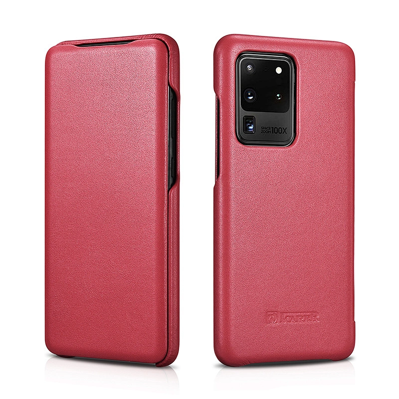 ICARER Hot Selling 100% Handmade Mobile Phone Genuine Leather Case Luxury Side-open Case for Samsung S20 Ultra