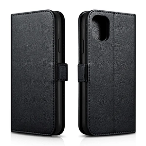 Hot Selling Genuine Leather Detachable 2 in 1 Wallet Folio Case With Card Slot for iPhone 11