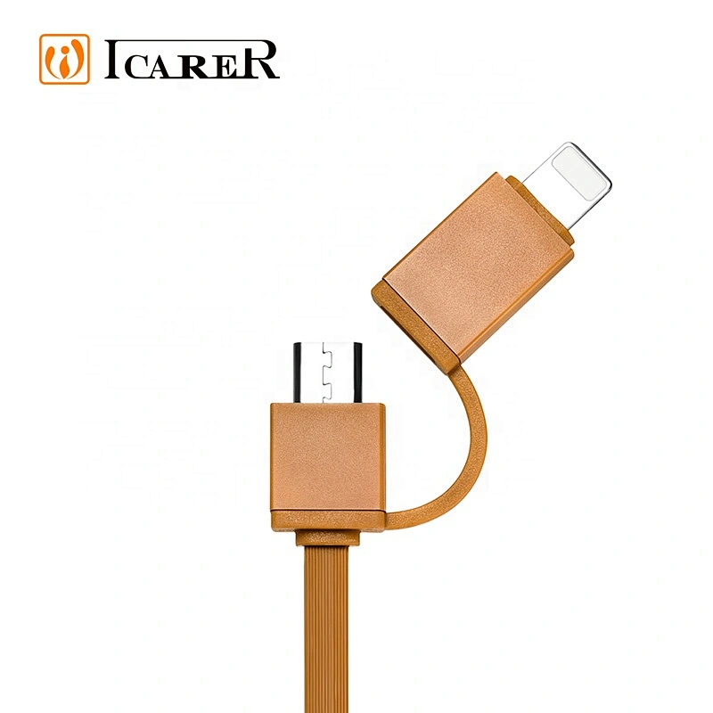 High Quality 2 in 1 Retractable Data Cable Fast Charging Leather USB Cable For iPhone For Android