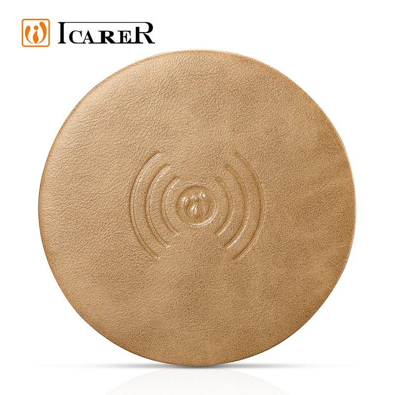 2020 ICARER Hot Selling Compatible Qi Magnetic Induction  OEM PU Leather Wireless Fast Wireless Charging Mouse Pad for iPhone