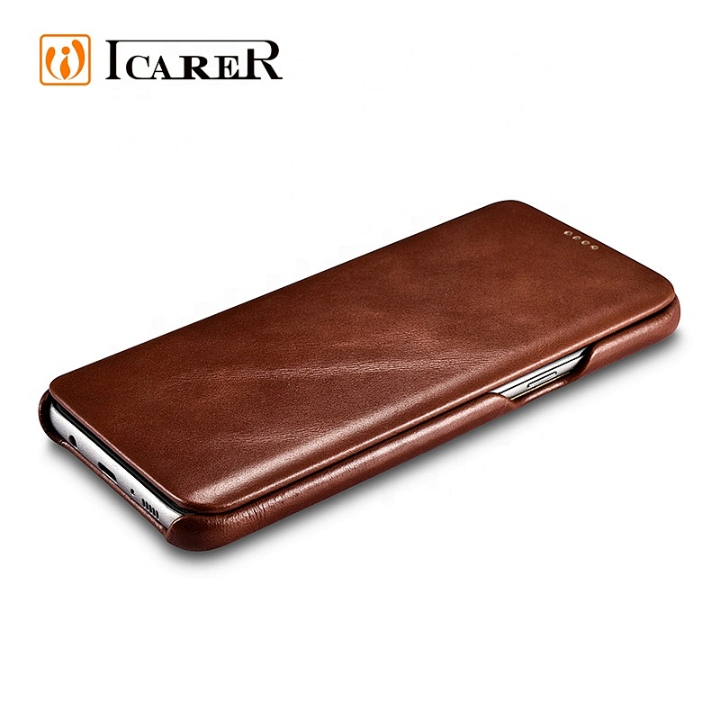 ICARER Wholesale Custom Curved Edge Vintage Series Leather Phone Case for Samsung Galaxy S8 Plus