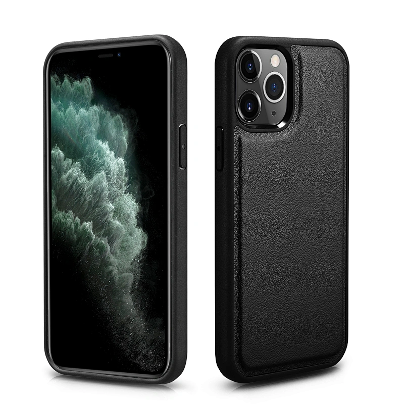 2020 ICARER  Black Luxury Flip Leather Phone Case 6.7 inch High Quality Genuine Leather Wallet  Cover for iPhone 12 Pro Max