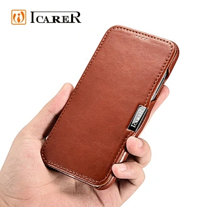 2019 ICARER Hot Selling Vintage Series Side Open Design Genuine Cowhide Leather Flip Case for iPhone XR