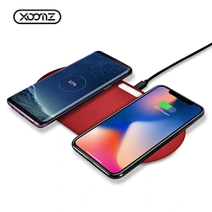 QI Fast Matte Frosted Mobile Phone Double Wireless Charging Pad Smart Cell Phone Wireless Charger for iPhone X 8 8 Plus