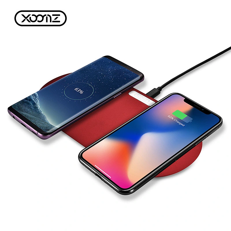 QI Fast Matte Frosted Mobile Phone Double Wireless Charging Pad Smart Cell Phone Wireless Charger for iPhone X 8 8 Plus