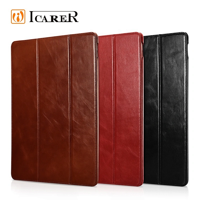 Wholesale Custom Vintage Genuine Leather Protective Case Cover for iPad Pro 12.9 inch 2017