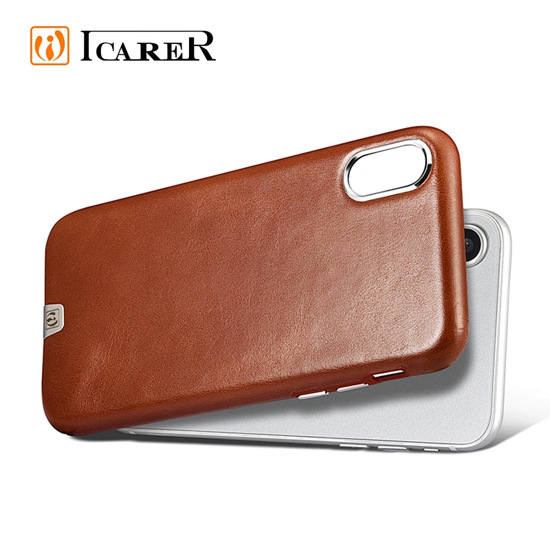 Customized Logo Genuine Leather Cell Phone Cases For iPhone X