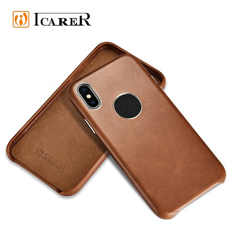 ICARER Shockproof Original Genuine Leather Phone Case for iPhone XS Max