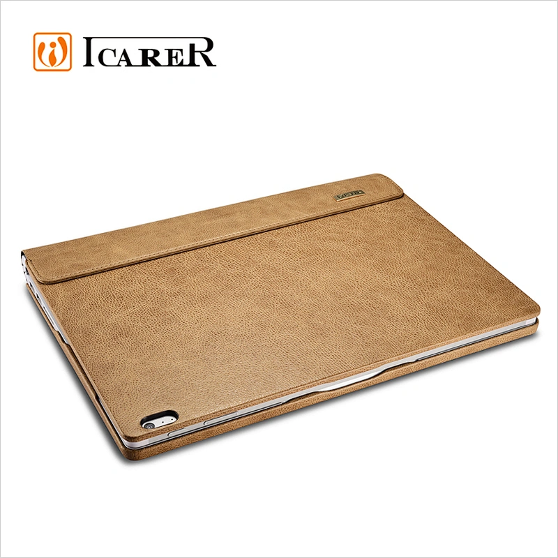 ICARER Shenzhou Real Leather Detachable Flip Case Cover for Microsoft Surface Book