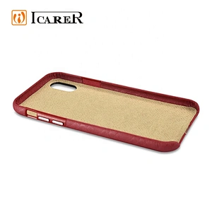 ICARER Case for iPhone X Luxury Real Leather Check Pattern Luxury Back Cover for iPhone X