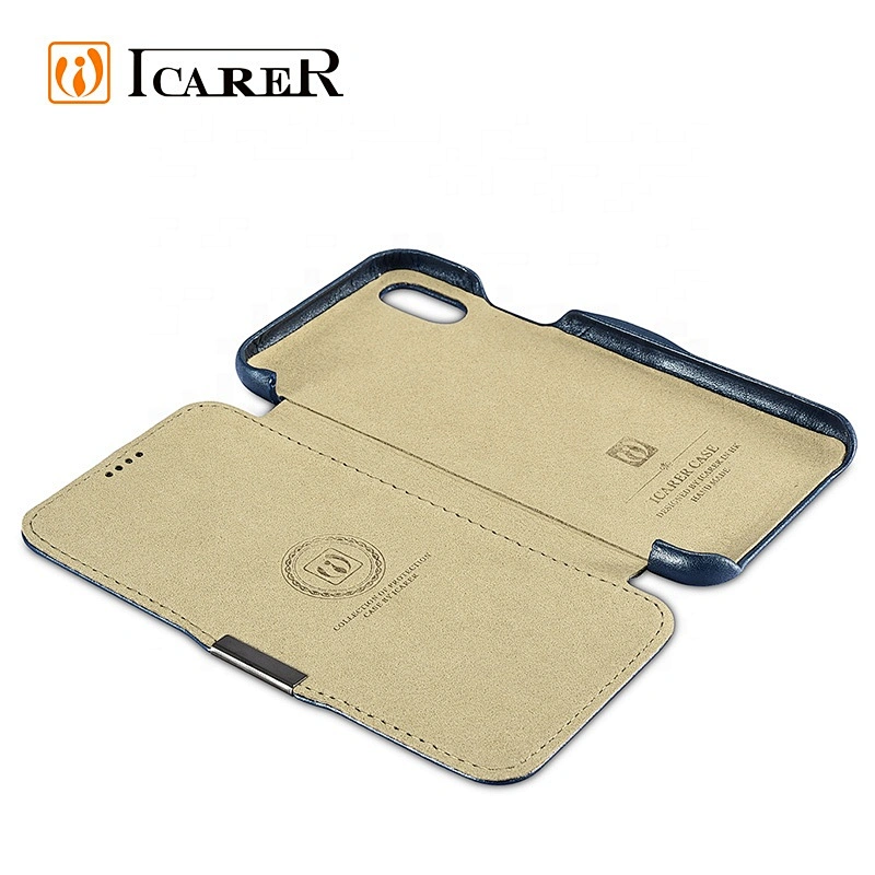 ICARER Side-open Series Genuine Leather Cover Case For iPhone XR Back Leather Case
