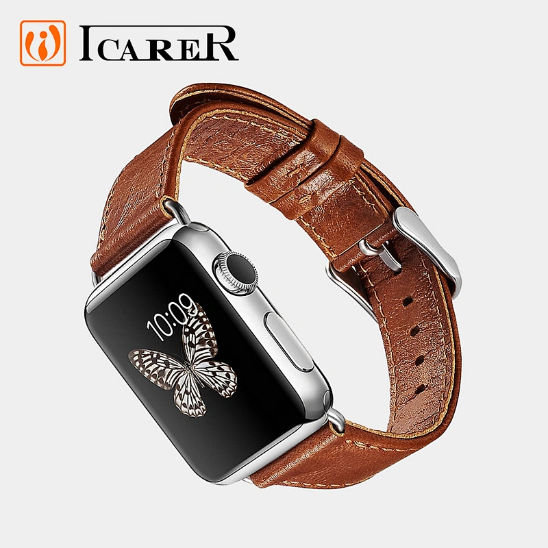 Wholesale Vegan Men Watchstrap Genuine Wrist 38mm Belt Watchband 42mm Leather Strap for Iwatch Band for Iphone