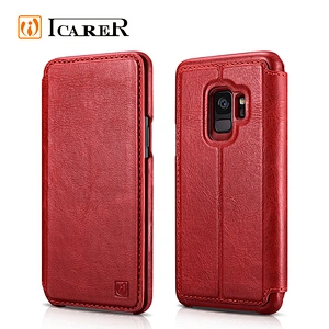 ICARER Distinguished Series Real Leather Detachable 2 in 1 Wallet Folio Case for Samsung S9/S9 Plus