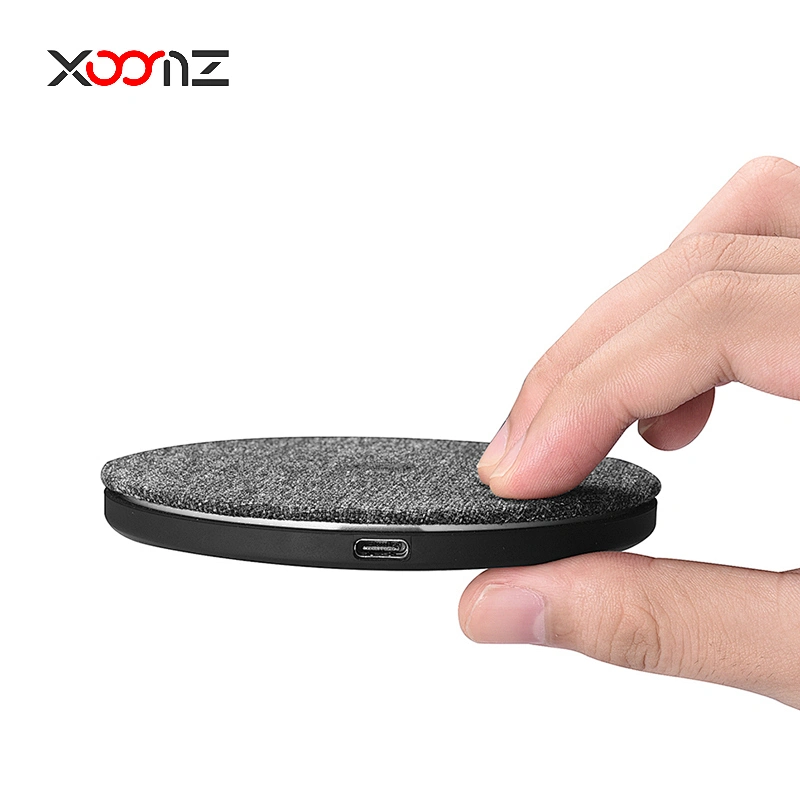 Wholesale Round Desktop Qi Charging Ultra Thin Fabric Table Mobile Portable Phone Wireless Pad Charger