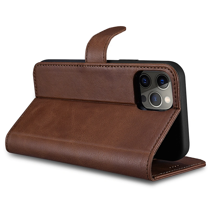 Vintage and Plain Leather Wallet Cases Cell Phone Case for 12 Pro Max for Genuine Leather for IPHONE 12 Book Case