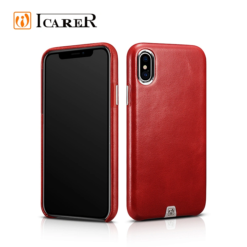Customized Logo Genuine Leather Cell Phone Cases For iPhone X